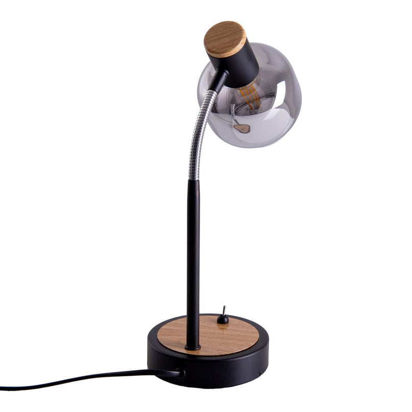 Tafellamp "fumoso", tafellamp gemaakt van metaal en glas in zwart, met E14 -aansluiting, voor eetkamer, woonkamer, gang of kantoor, tafellamp 34 cm hoog