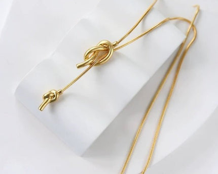 Minimalistische lange trui ketting met knoop