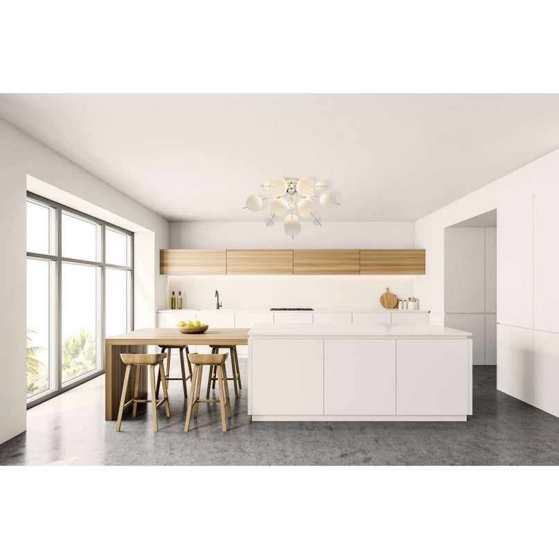 Plafondlamp "explosie" wit gemaakt van metaal en glas, G9 -versies, plafondlamp voor eetkamer, woonkamer, gang of kantoor, Ø57 cm