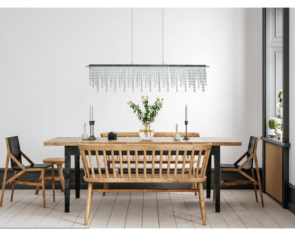 LED hanglamp "diamanten", hanglamp, metaal en kristalglas, chroom, met stevig gebouwd -in LED's, voor eetkamer, woonkamer, gang of kantoor, 120 cm lang