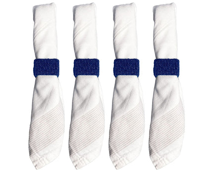 Set van 4 rondes van rechthoekige donkerblauwe parels
