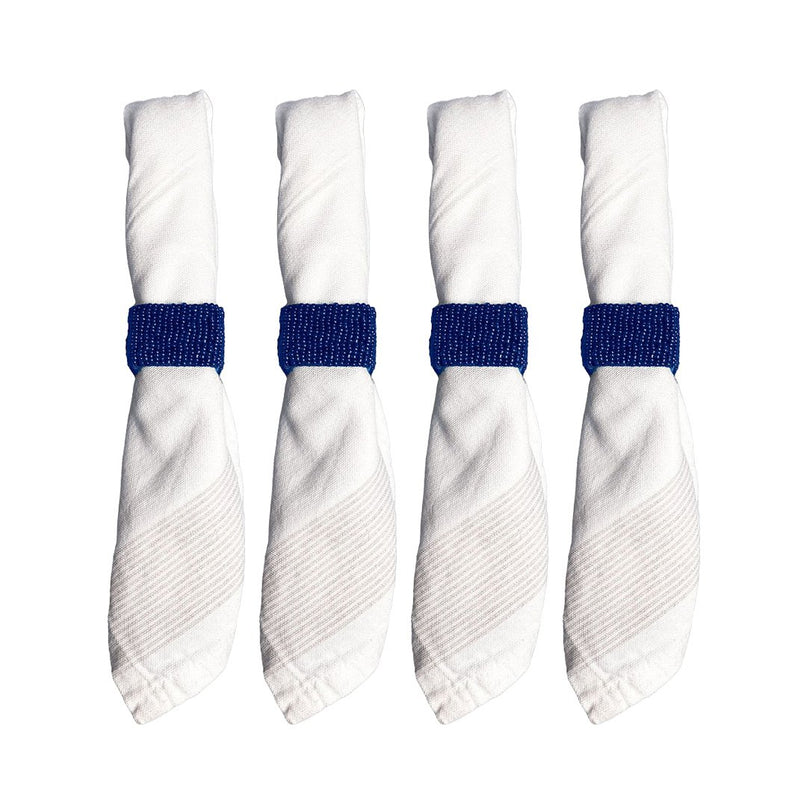 Set van 4 rondes van rechthoekige donkerblauwe parels