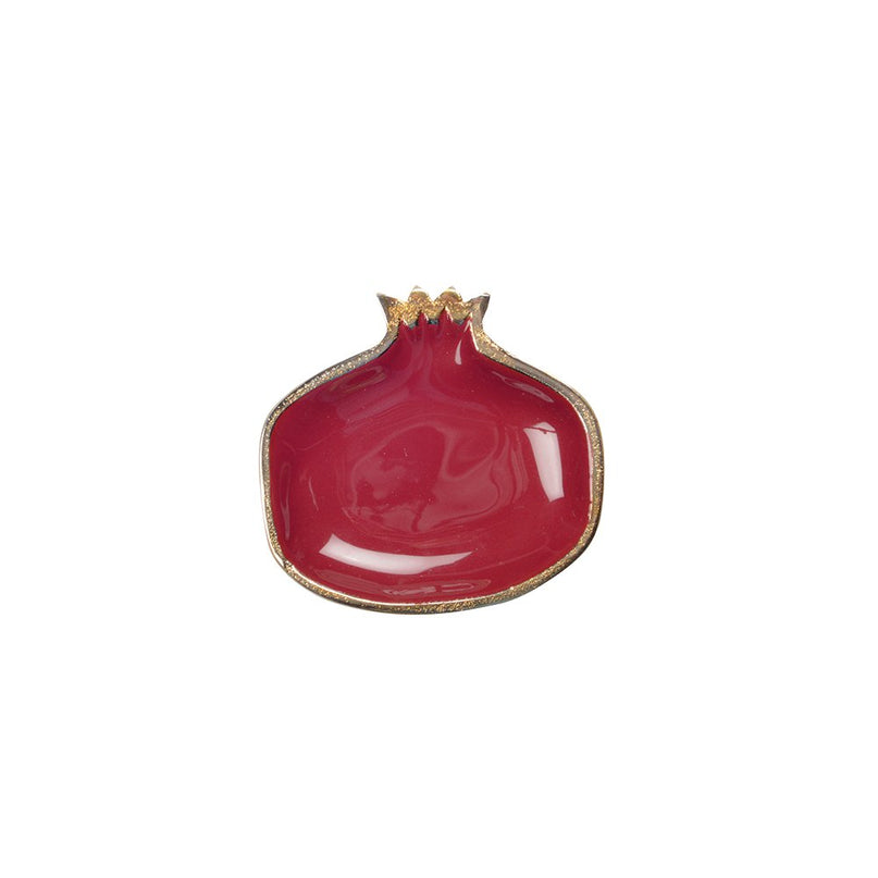 Rode granaatappelbeker met gouden randen 11x11x1.5 cm