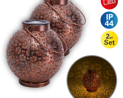 2 Set LED Decoratie Zonnelicht Ø 18 cm Buiten Decoratie gemaakt van metaal in brons met geïntegreerde LED's