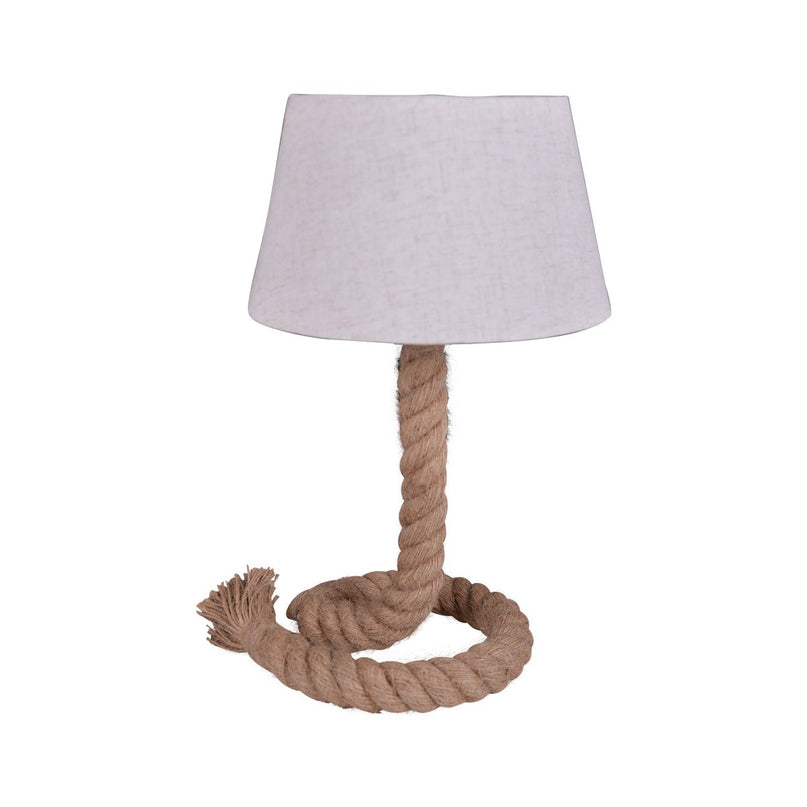 Tafellamp met tekstblazer "touw", tafellamp gemaakt van metaal, plastic, jute en textiel in wit, met E14 -versie, voor woonkamers, gang of kantoor, 40 cm hoog
