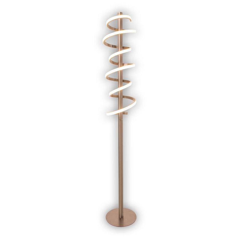 LED staande lamp "Belleza", moderne vloerlamp gemaakt van metaal en plastic in nikkel mat en wit, met stevig ingebouwde LED's, 140 hoog, verlichting voor woonkamer, eetkamer, slaapkamer of kantoor.
