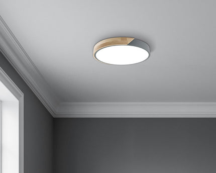 LED -plafondlamp "Borneo", Ø 31 cm gemaakt van metaal en plastic in grijs, geïntegreerde LED's, verlichting voor woonkamers, gang en kantoor