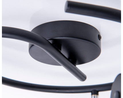 3-zits muur en plafond Rondel Spot "Casco" gemaakt van metaal in zwart en goud, met E27-versie, Øca. 48 cm. Stijlvolle verlichting voor woonkamer, eetkamer of keuken.