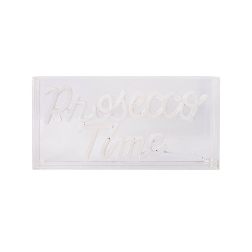 LED-lettertype Light "Prosecco Time" decoratie voor binnen 30 x 15 cm, in blauw en magenta-rood