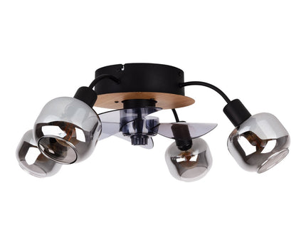 Plafondlamp inclusief ventilator "fumoso", in zwart, bruin en natuur, voor E27, Ø 51 cm