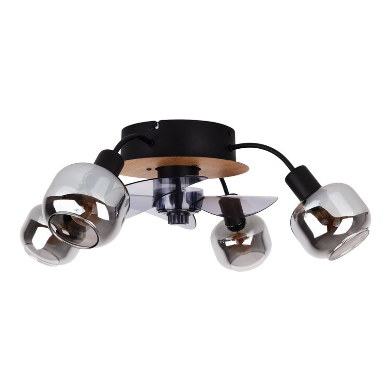 Plafondlamp inclusief ventilator "fumoso", in zwart, bruin en natuur, voor E27, Ø 51 cm