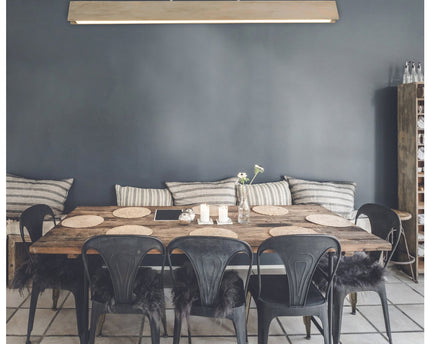 LED -plafondlicht "recht", 97,5 cm lang, gemaakt van metaal, hout, acryl en ashout, voor woonkamers en kantoor