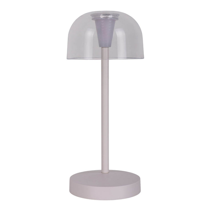 2 Set LED Battery Table Light "Gomba" voor buiten en binnen, gemaakt van metaal en plastic in wit, 18,5 cm hoog