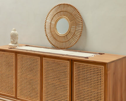 Ronde Rotan Spiegel 58 cm | Handgemaakte Boho Wandspiegel BUMI