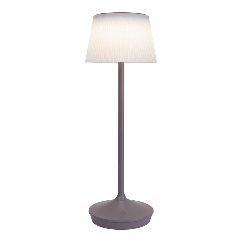 Zonne -batterijlamp "EMMI" 38 cm hoog, paraplu Ø 13 cm, metaal in bramen en wit plastic, voor de buitenruimte, dimable CCT.