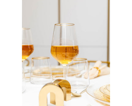 Matt Golden Wine Glazen - Set van 6