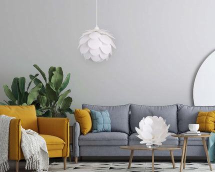Tafellamp "fora" gemaakt van metaal en wit plastic, E27 -aansluiting, verlichting voor woonkamer, eetkamer en nachtkastje, Ø41 cm