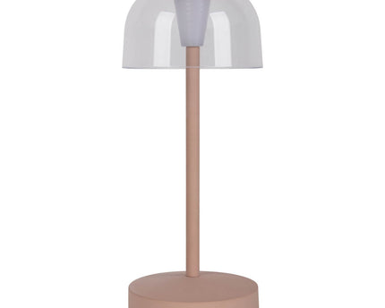 2-ex-ingestelde LED-batterijtafellamp "Gomba" voor buiten en binnen, gemaakt van metaal en plastic in matte amandel, 18,5 cm hoog