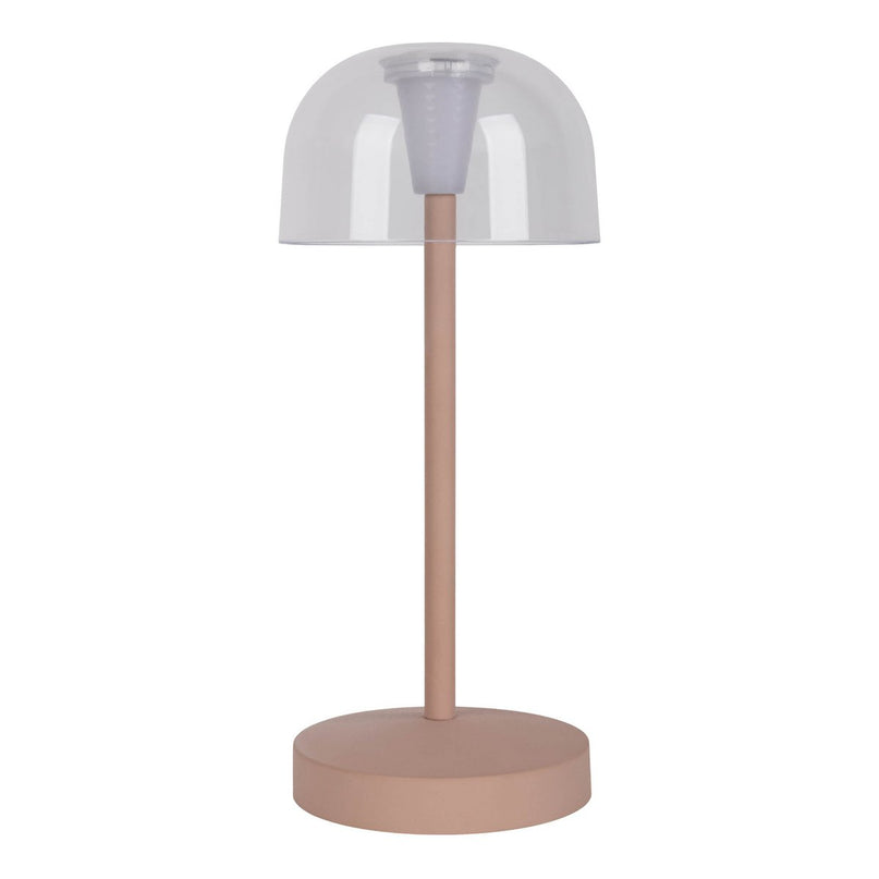 2-ex-ingestelde LED-batterijtafellamp "Gomba" voor buiten en binnen, gemaakt van metaal en plastic in matte amandel, 18,5 cm hoog
