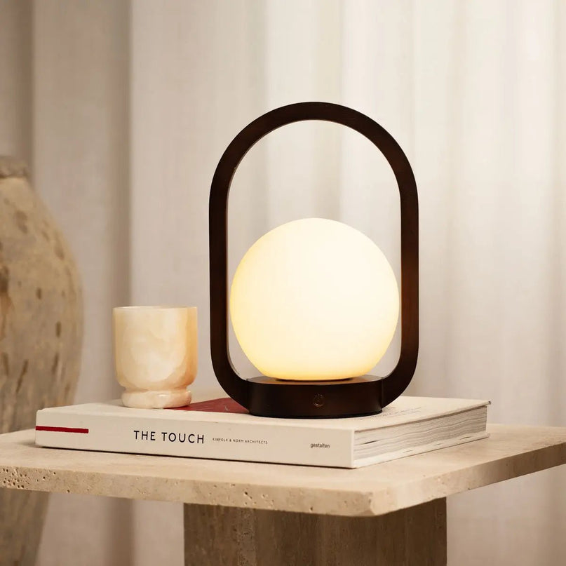Skye Donkerbruine Houten Snoerloze Lamp | Oplaadbaar en dimbaar ontwerp