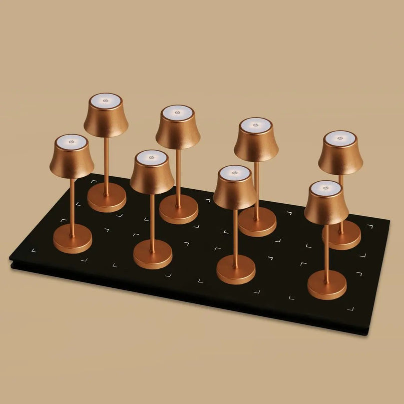 Combi Set Professional-8 X de Pijp Mini Copper Oplaadbare tafellampen & 1 x Central Station Wireless Laying Station met Qi-Technology-Perfect voor restaurants, gastvrijheid en hotels