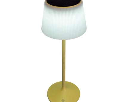 Zonne -batterijlamp "EMMI" 38 cm hoog, paraplu Ø 13 cm, metaal in geel en wit plastic, voor de buitenruimte, dimable CCT.