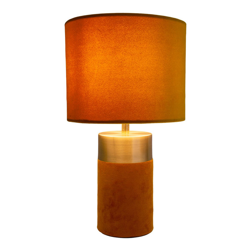 Tafellamp "bordo" 32 cm hoog gemaakt van metaal en velours in goud en bruin, met E14 -versie, lamp voor eetkamer, woonkamer, gang of kantoor