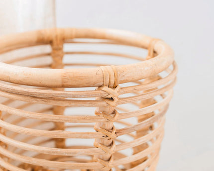 Rotan Plantenstandaard Rond – Boho Plantenbak – Rotan Plantenmand – Natuurlijke Bloemenstandaard voor Potten tot Ø20 cm AKARA