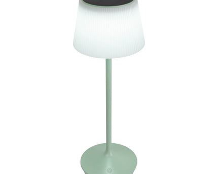 Zonne -batterijlamp "EMMI" 38 cm hoog, paraplu Ø 13 cm, metaal in mint en wit plastic, voor de buitenruimte, dimable CCT.