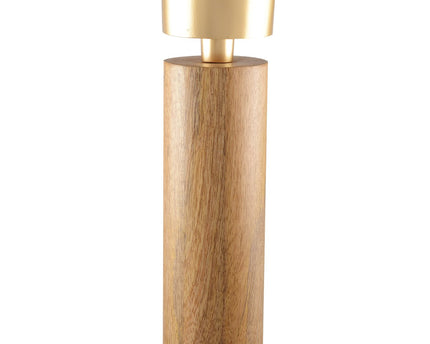 Hout en gouden metalen kandelaar 27 cm