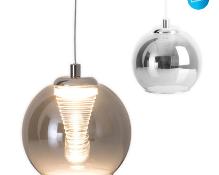 LED -hanger lamp "vaso", hanglamp gemaakt van metaal en glas in antraciet, met stevig ingebouwde LED's, hangende lamp voor eetkamer en woonkamer met een Øvon 14,5 cm.