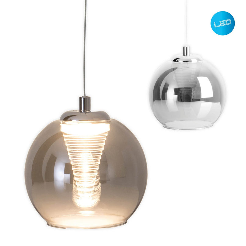 LED -hanger lamp "vaso", hanglamp gemaakt van metaal en glas in antraciet, met stevig ingebouwde LED's, hangende lamp voor eetkamer en woonkamer met een Øvon 14,5 cm.