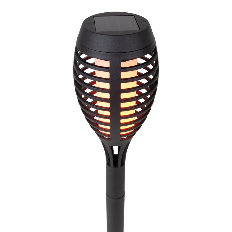 3 Set LED Earth Spit "Torch" 58 cm gemaakt van grijs plastic, met geïntegreerd LED, zonnelampje voor buiten