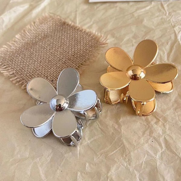 Levendige bloem klauw metalen haar clips-goud n zilver