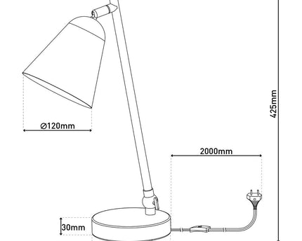 De "Triton" tafellamp gemaakt van zwart en messing gekleurd metaal is 42,5 cm hoog, heeft een E14-versie en is ideaal voor woonkamer, gang, kantoor of dessert