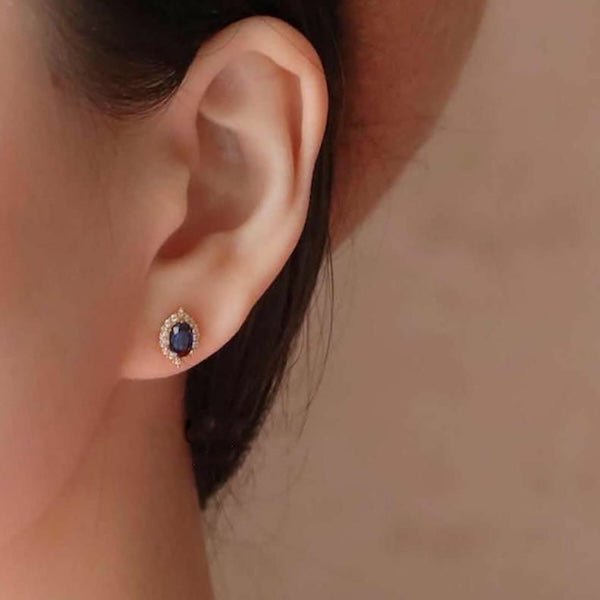 Saffierlook blauwe kristallen oorbellen