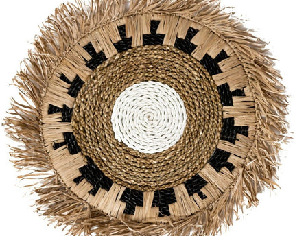 Placemat PAGU (set van 2, 4 of 6) 45 cm | Boho Placemat met Franjes gemaakt van Raffia