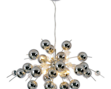 Hanger lamp "explosie" chroom gemaakt van metaal en glas, G9 -versies, hangende lamp voor eetkamer, woonkamer, gang of kantoor, Øca. 98 cm