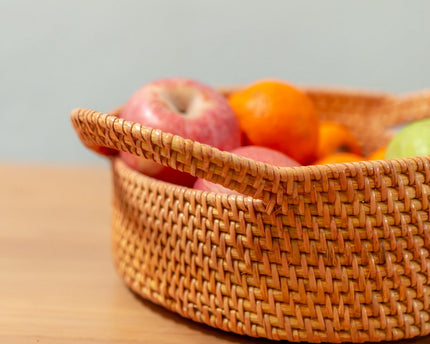 Kleine rotan opbergmand Decoratieve mand SUWARI (2 maten), geweldig als Breasmand of fruitschaal