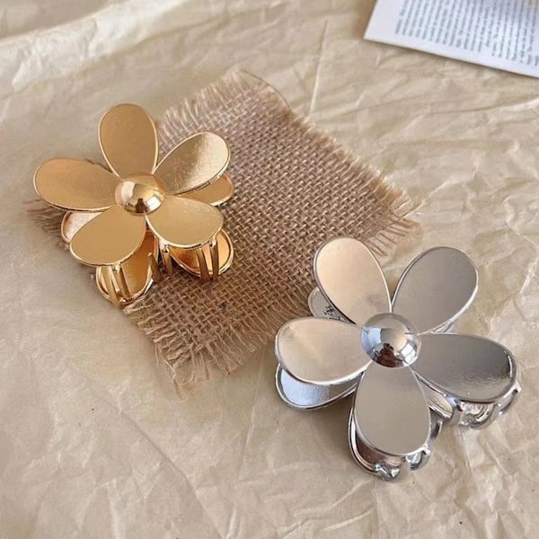 Levendige bloem klauw metalen haar clips-goud n zilver