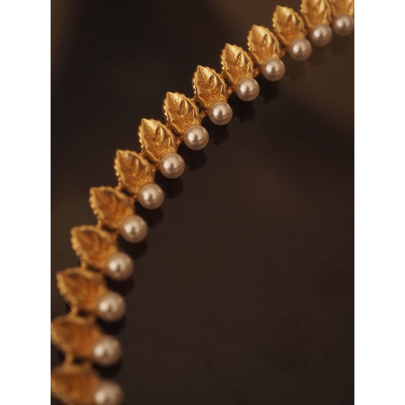 Vintage gouden bladeren parelketting