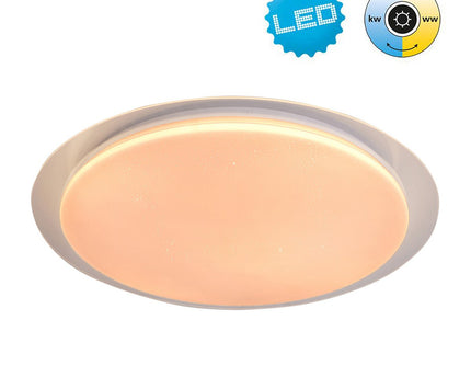 LED -plafondlamp "Locarno" Ø 46 cm, gemaakt van metaal en acryl met kristaleffect in wit, lichttemperatuur verstelbaar via afwisselende schakelaar