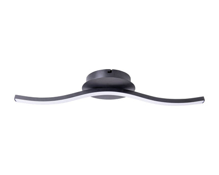 LED-wand/plafondlicht "Onda", metalen plafondlamp en plastic in het zwart, met stevig ingebouwde LED's, verlichting voor woonkamer, kantoor of nachtkastje 45 cm lang