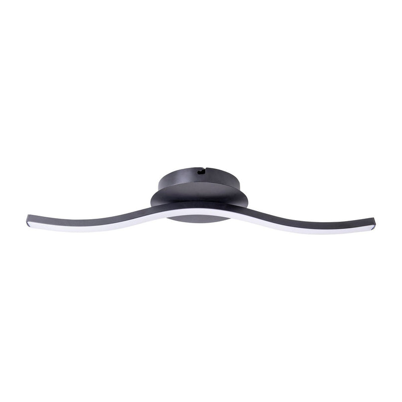 LED-wand/plafondlicht "Onda", metalen plafondlamp en plastic in het zwart, met stevig ingebouwde LED's, verlichting voor woonkamer, kantoor of nachtkastje 45 cm lang