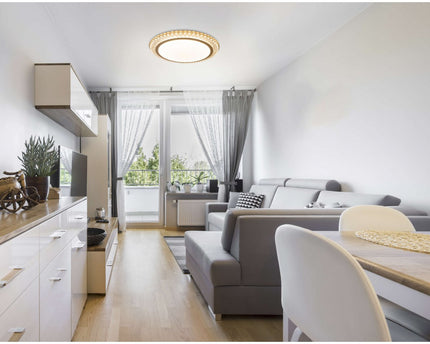 LED -plafondlicht "Madison" Ø 48 cm, veel functies, gemaakt van metaal en plastic, goud, met geïntegreerde LED's, verlichting voor woonkamers of kantoor
