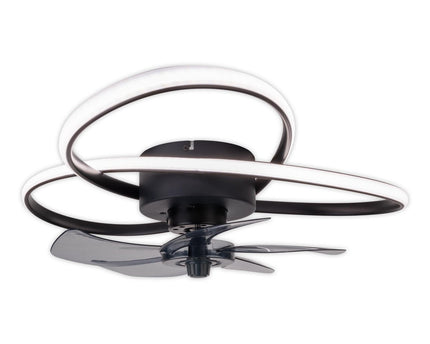 Modern LED -plafondlicht "Riccio" inclusief ventilator, nachtlichtfunctie, dim- en lichttemperatuurinstelling is uitgerust met stevig geïnstalleerde LED's en heeft een geschatte Øvon 58 cm.