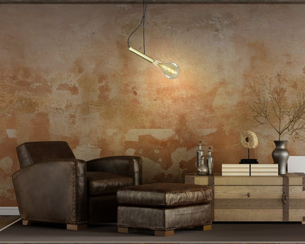 Metal Baldachin met textielkabel "Corbatin", messing, E27 -versie, verlichting voor woonkamer of kantoor