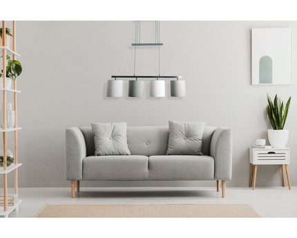 4 hanglamp "tilde", klassieke metalen slinger lamp en textiel in grijs en wit, met E27 -frame, hoogte verstelbaar, 86 cm lang, ideaal als eetlamp
