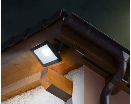 LED Outer Lamp "Spotlight" 30W, gemaakt van metaal en glas in het zwart, met geïntegreerde LED