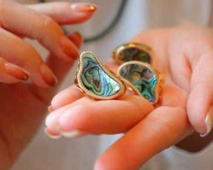 Ocean Wave Design Abalone Shell Statement Ring